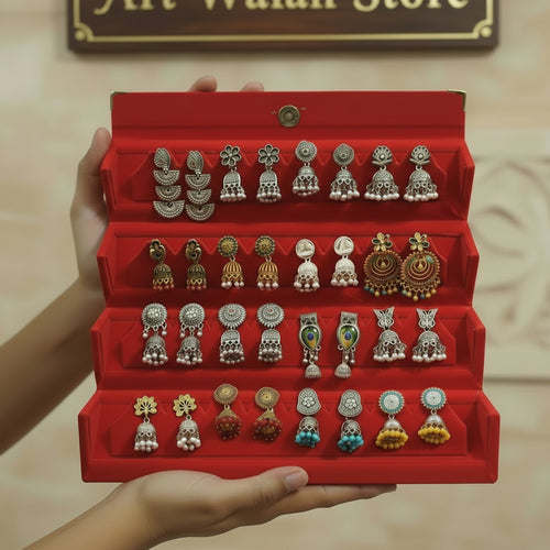 Premium Quality Jhumka Set With Folding Wooden Box